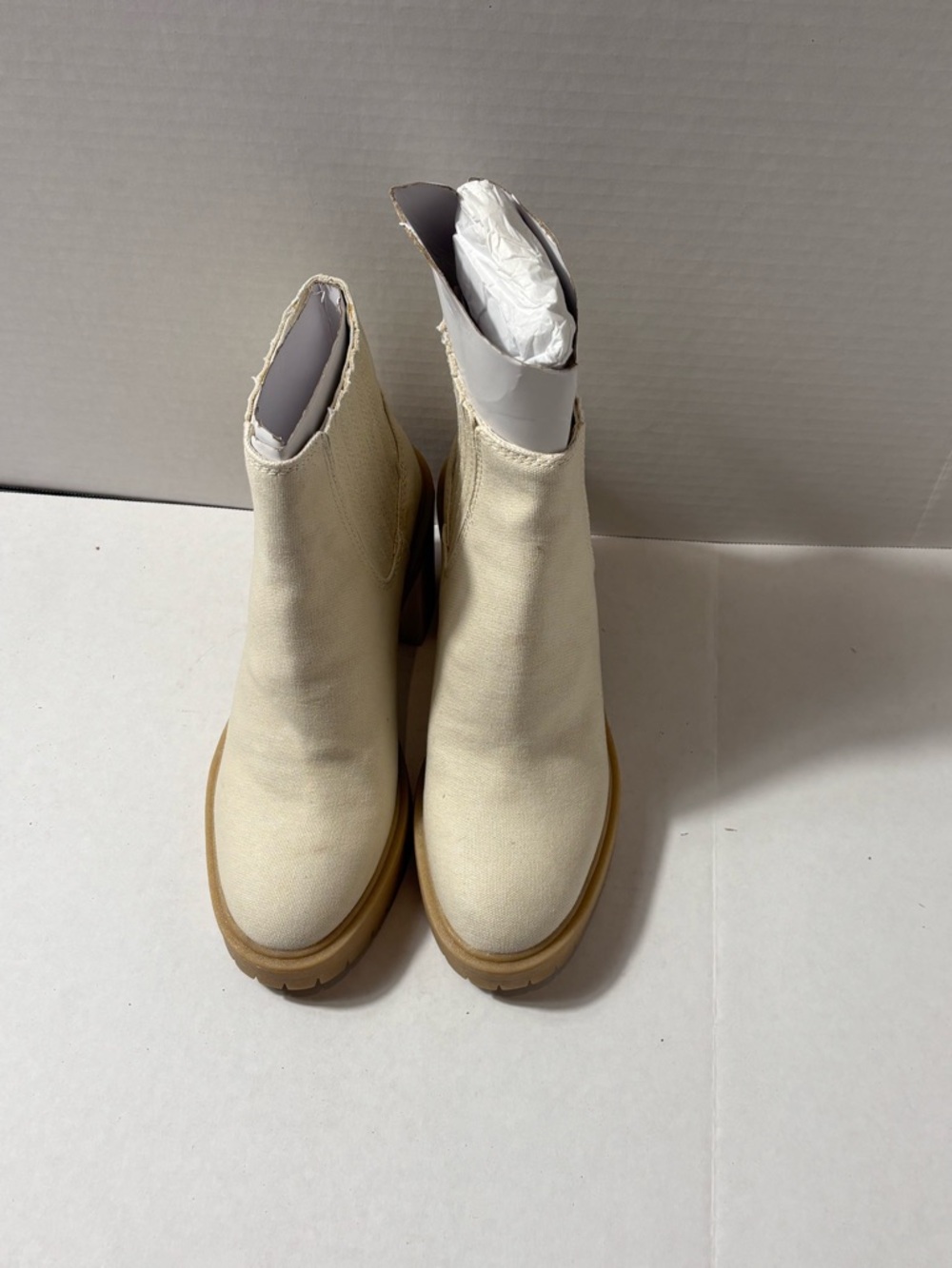 Women's Cream Platform Chelsea Boots